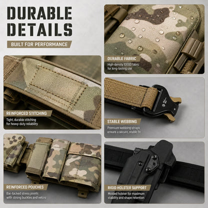 Ceinturon Tactique MOLLE Décrochage Rapide - Holster et Sangle de Cuisse