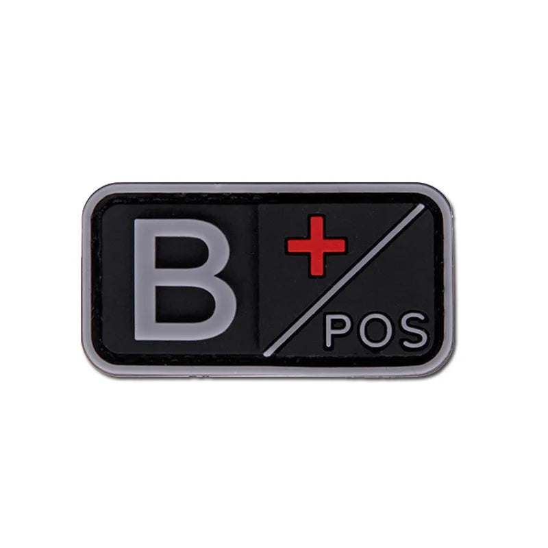 Patch Groupe Sanguin 3D PVC – A B AB O Rh + / - – Écusson Tactique Militaire Hook & Loop 5×2,5 cm - BLACKBEARD OUTDOOR INDUSTRIES