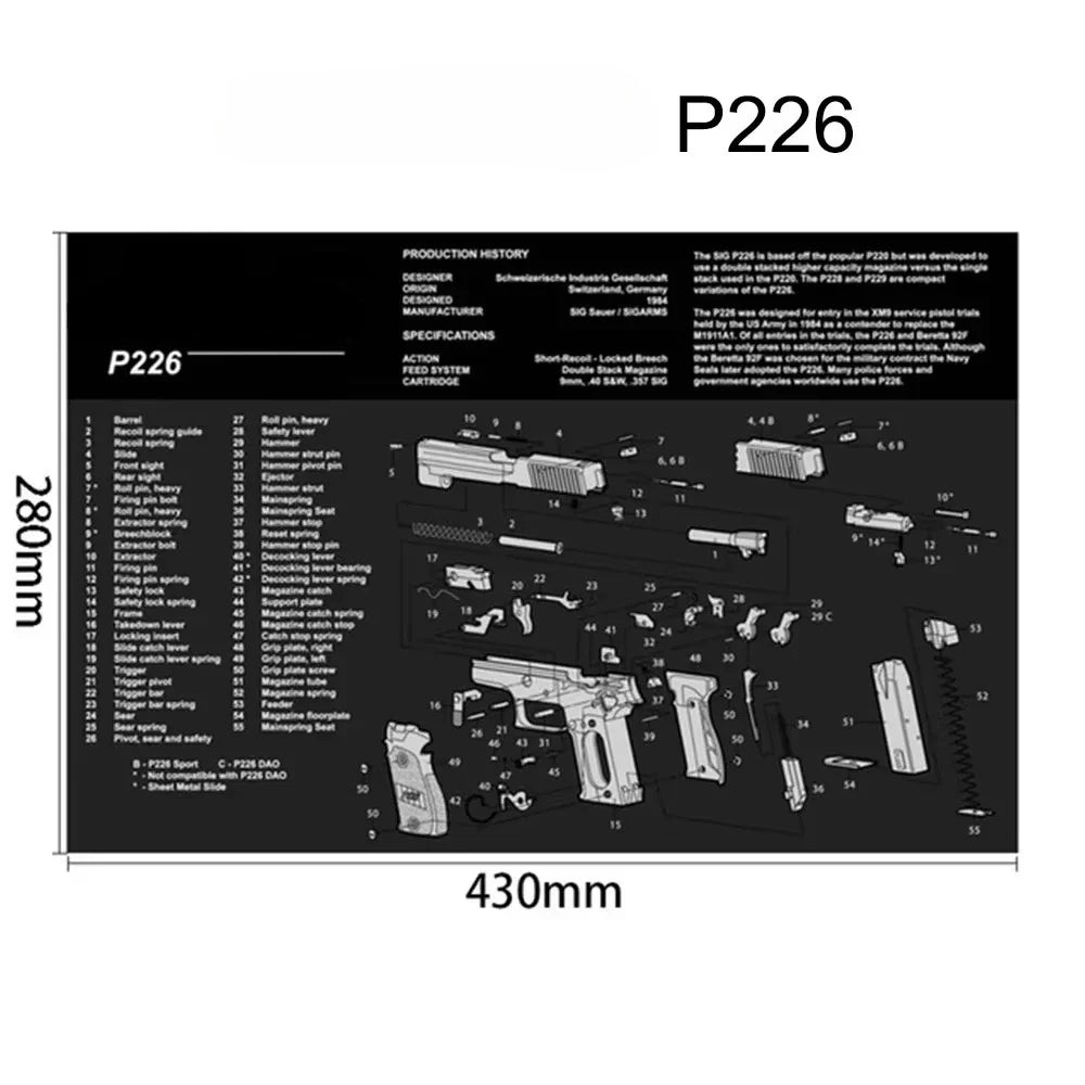 Tapis de Nettoyage pour Arme | Tapis Souris Multi-Armes – AR15, AK47, Remington 870, Glock, CZ75, P226, 1911… - BLACKBEARD OUTDOOR INDUSTRIES