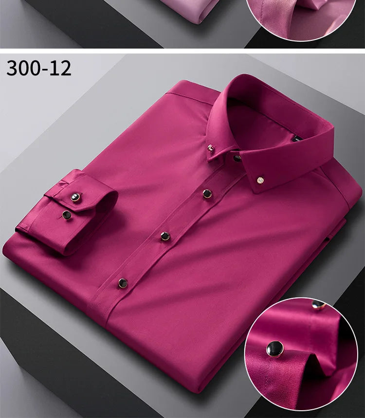 Chemise Homme de Qualité, Manches Longues, Élastique, Confortable et Anti-Retouche – Chemise Business Slim Fit Coréenne BLACKBEARD OUTDOOR INDUSTRIES