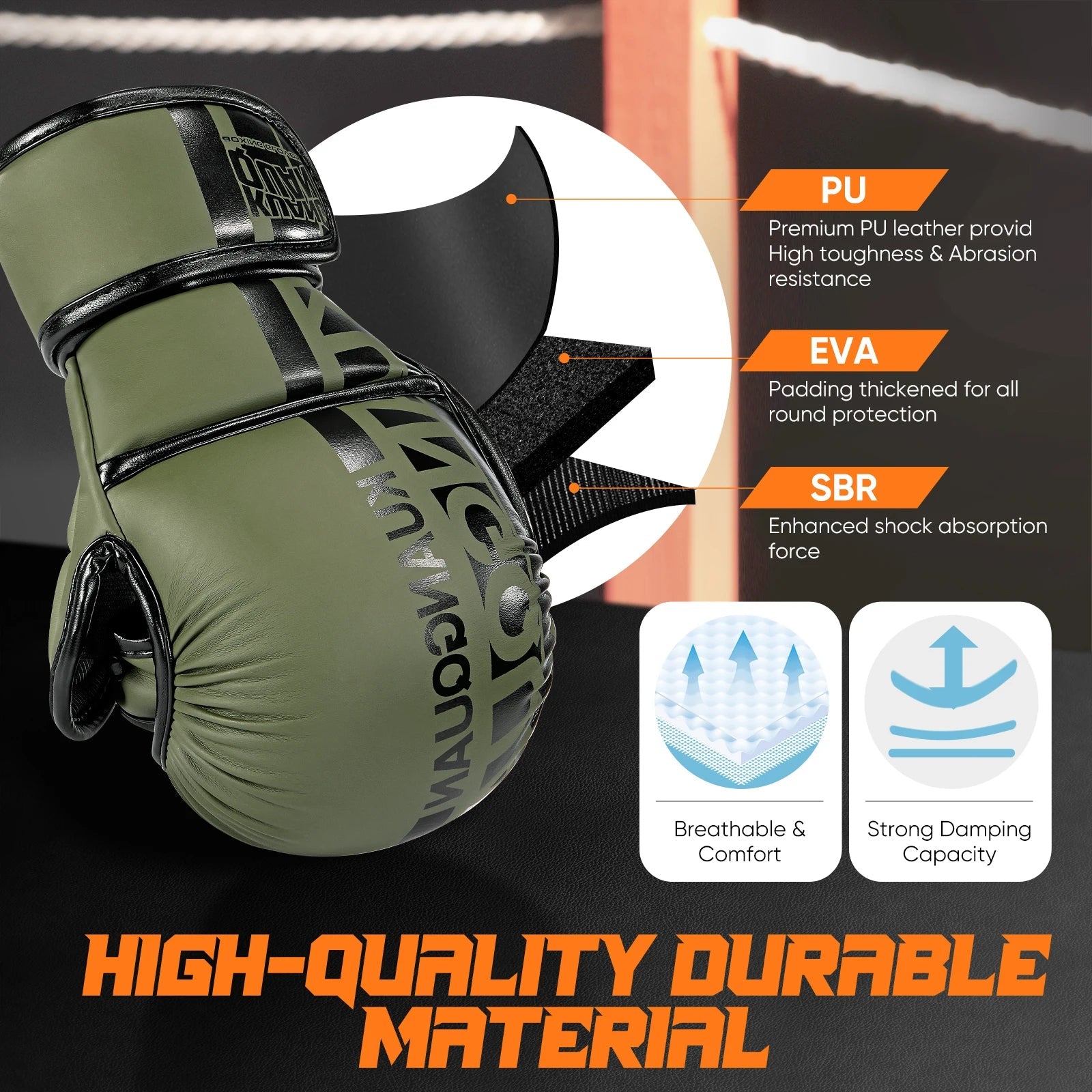 Gants MMA à Paume Ouverte pour Sparring & Grappling – Pour Hommes et Femmes, Sports de Combat, MMA, Boxe, Muay Thai, Kickboxing BLACKBEARD OUTDOOR INDUSTRIES