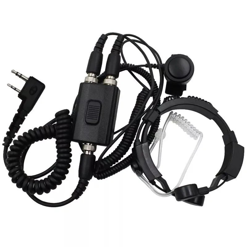 Micro-Gorge Tactique Double PTT – Tube Acoustique Discret Baofeng UV-5R, Kenwood TK, HYT, TYT (K-Plug)