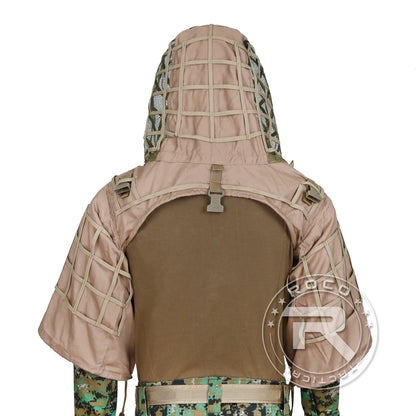 Combinaison Ghillie Tactique ROCOTACTICAL – Cagoule Viper 3D, Bandes Feuillages, Sniper Chasse Airsoft