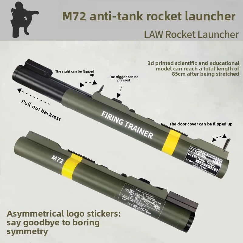 Maquette 3D Lance-Roquettes M72 LAW Américain — Extensible, Non Fonctionnel, Éducatif