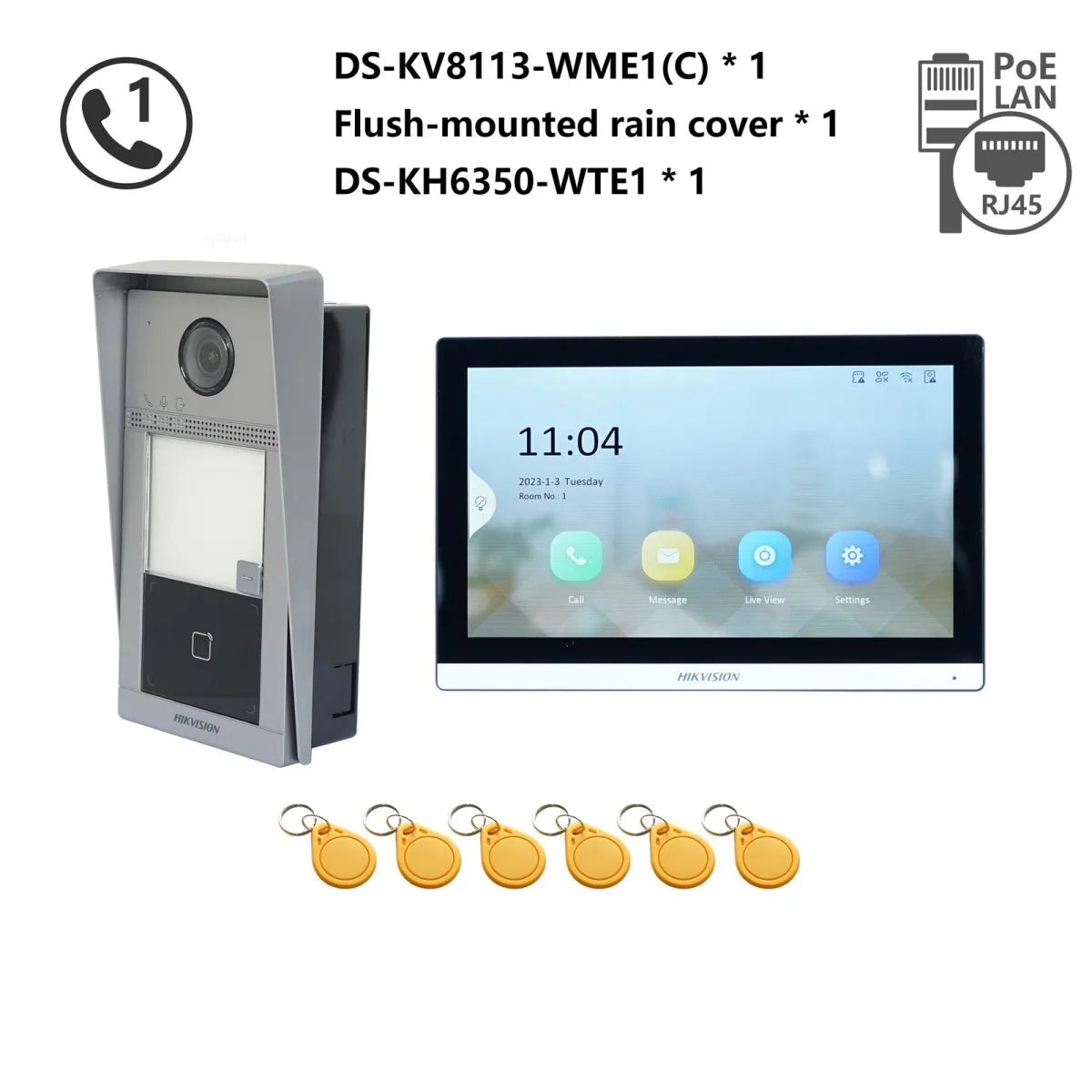 Kit Interphone Vidéo IP HIKVISION DS-KV8113-WME1(C) + DS-KH6350-WTE1 + Switch PoE - BLACKBEARD OUTDOOR INDUSTRIES