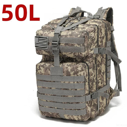 Sac à Dos Tactique MOLLE 25L/50L – Nylon Imperméable, Compatible Laptop | Randonnée, Chasse, Camping