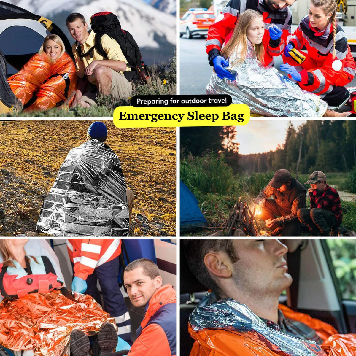 Sac de Couchage Survie Urgence Mylar Imperméable – Couverture Thermique EDC Camping & Randonnée