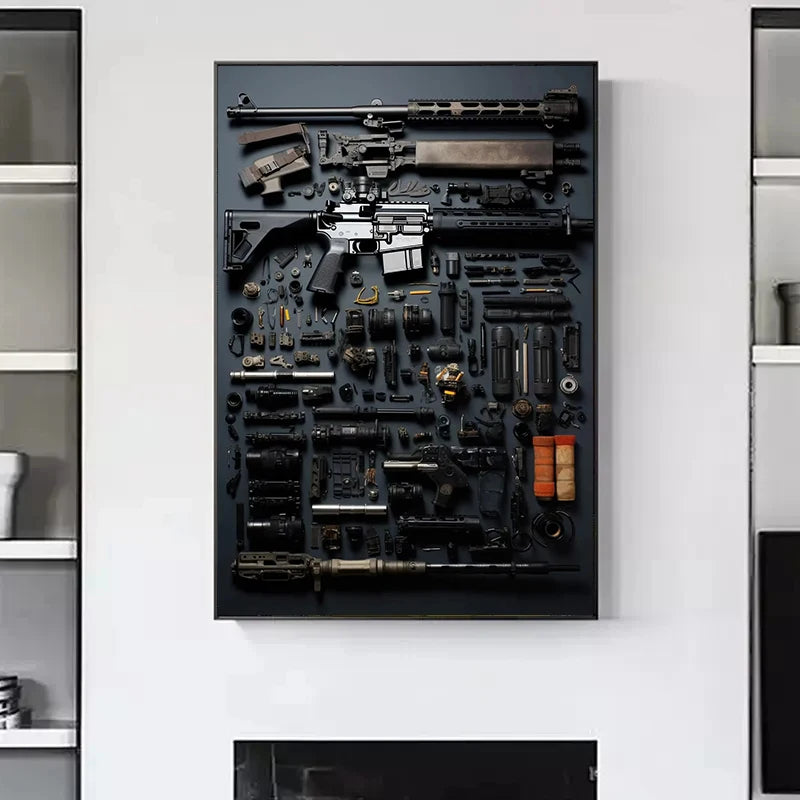 Gun Accessories Posters Wall Art Canvas Painting and Prints Pictures Ak-47 Automatic Rifle Interior for Room Home Decor Gifts BLACKBEARD OUTDOOR INDUSTRIES