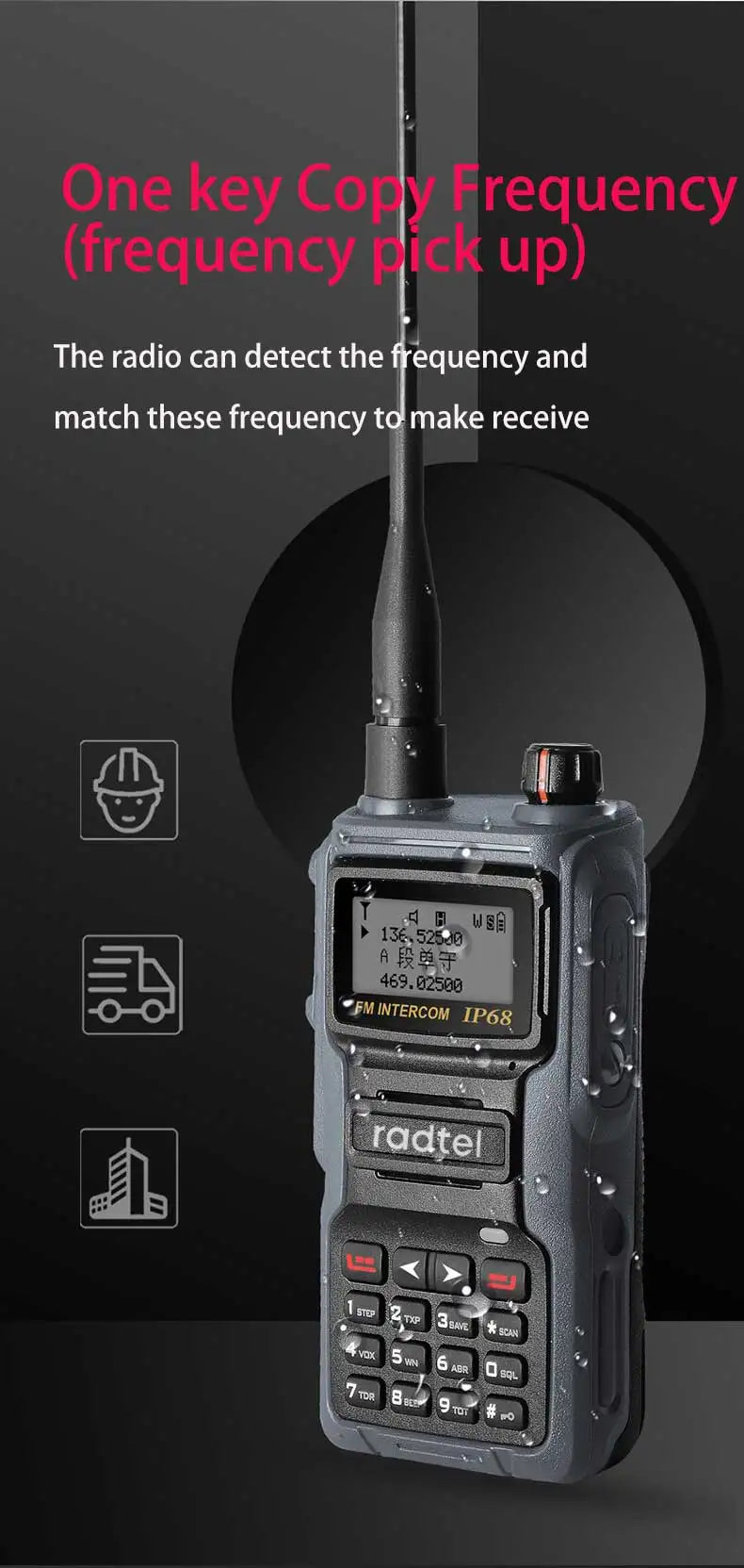 Talkie-Walkie Radtel IP68 – Radio Amateur Full Band 136-629 MHz, 199 Canaux, NOAA, Waterproof - BLACKBEARD OUTDOOR INDUSTRIES