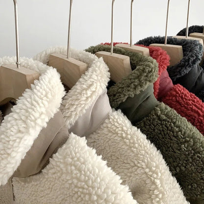 Autumn and Winter Japanese Men's and Women's Fleece Stand Neck Jacket Couple Zipper Loose Warm Lamb Wool Coat Solid Color Jacket BLACKBEARD OUTDOOR INDUSTRIES