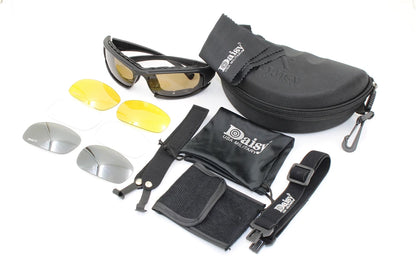 Daisy X7 Lunettes Tactiques Militaires – Kit 4 Verres Polarisés | Airsoft, Moto, Cyclisme