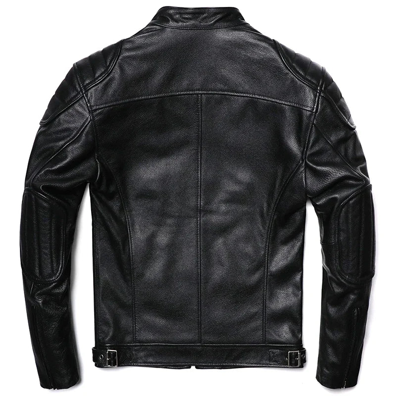 Blouson Homme Moto Classique en Cuir Véritable - BLACKBEARD OUTDOOR INDUSTRIES