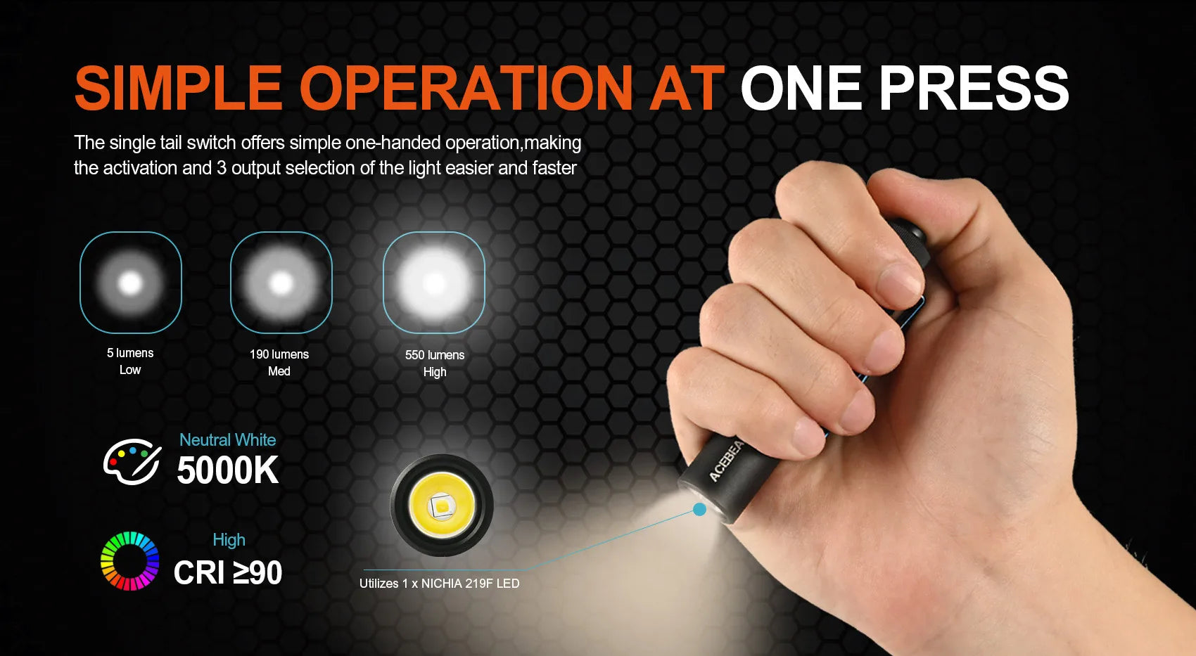 ACEBEAM pokelit AA 14500 flashlight AA torch 950 lumen Ma boutique