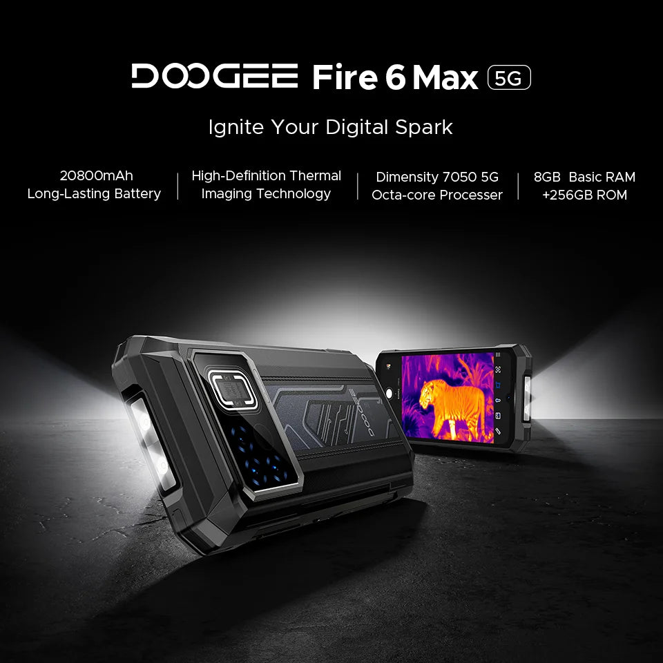 DOOGEE Fire 6 Max 5G – Smartphone robuste avec imagerie thermique & batterie XXL - BLACKBEARD OUTDOOR INDUSTRIES