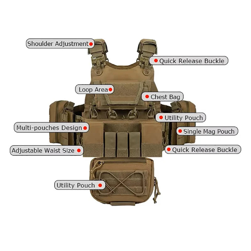 Gilet porte-plaques Yakeda MOLLE 1000D pour militaire et police