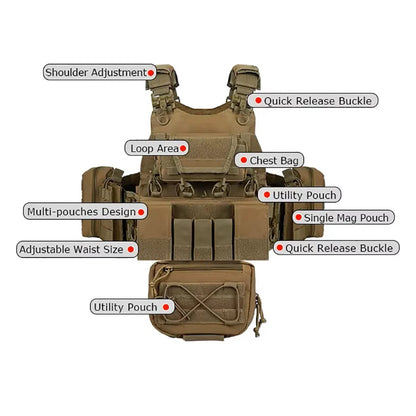 Gilet porte-plaques Yakeda MOLLE 1000D pour militaire et police