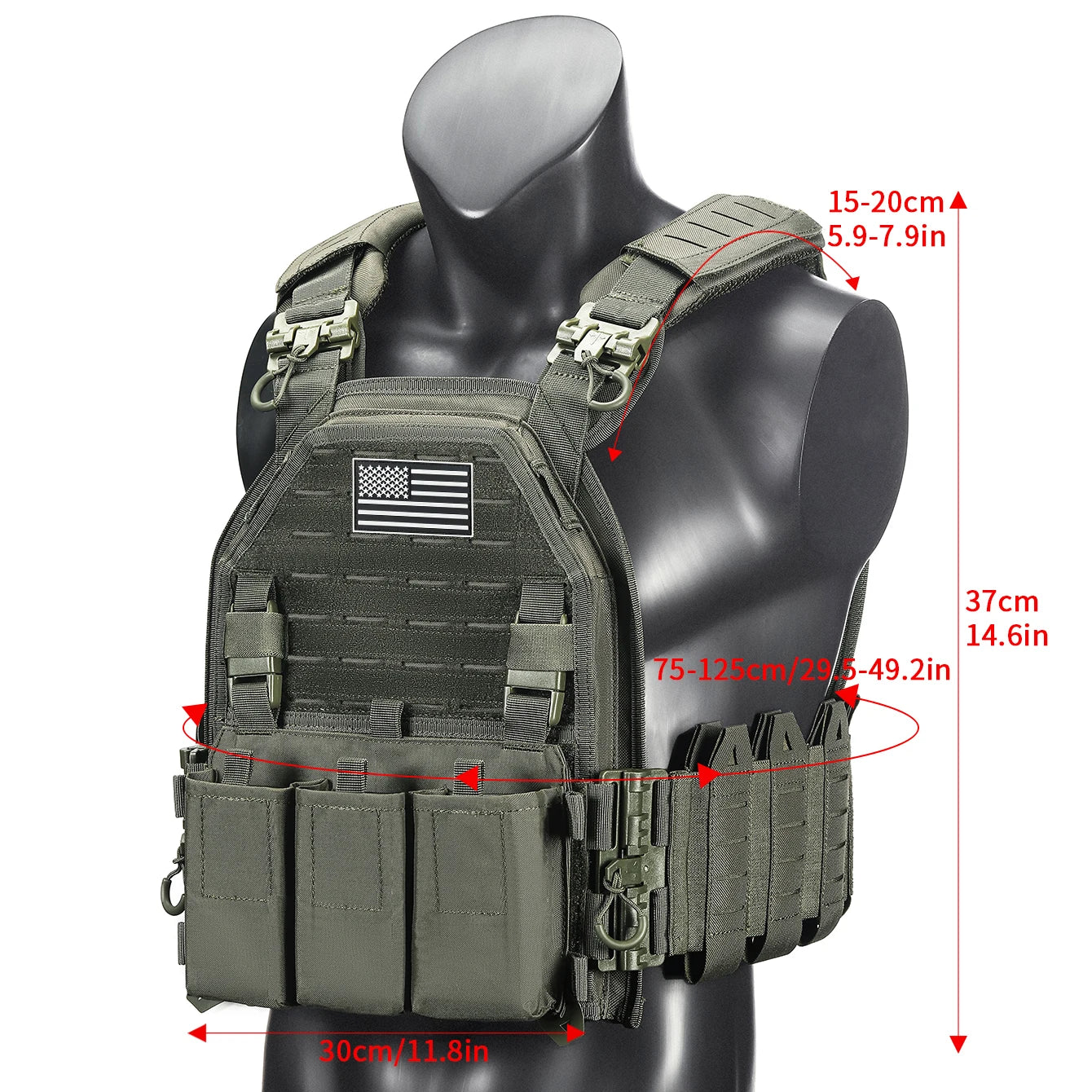 Porte Plaque Tactique MOLLE - (Inclus Drapeau US) - BLACKBEARD OUTDOOR INDUSTRIES