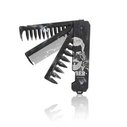 Peigne Pliable 2/3-en-1 Unisexe – Dents Larges & Denses, Barbe & Coiffure, Antistatique