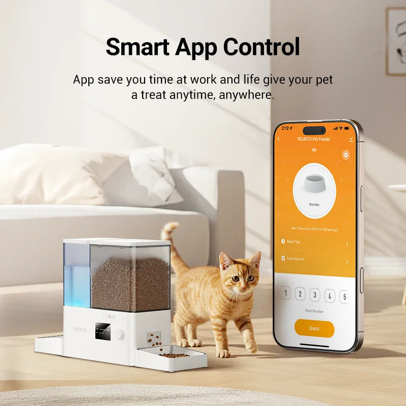 Distributeur automatique ROJECO WiFi 8,5 L pour chat – 2-en-1