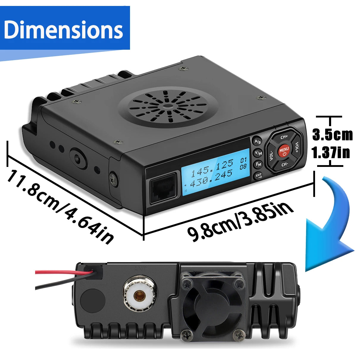 ABBREE AR-318 / AR-218 – Radio Mobile Portable VHF/UHF Double Bande 25W 128 Canaux - BLACKBEARD OUTDOOR INDUSTRIES