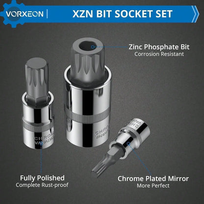 Coffret 10 Pièces XZN Triple Square Spline Bit Socket – Embouts M4 à M18 avec Boîte de Rangement Renforcée - BLACKBEARD OUTDOOR INDUSTRIES