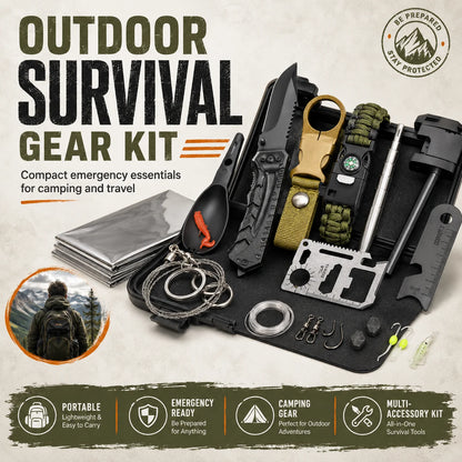Kit de survie outdoor complet avec boîte de rangement