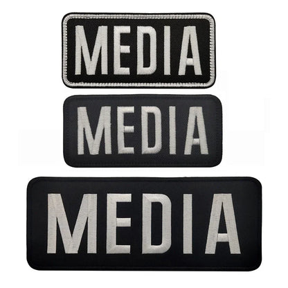 Patch Brodé MEDIA Grande Taille – Gilet Tactique Hook & Loop Insigne Presse