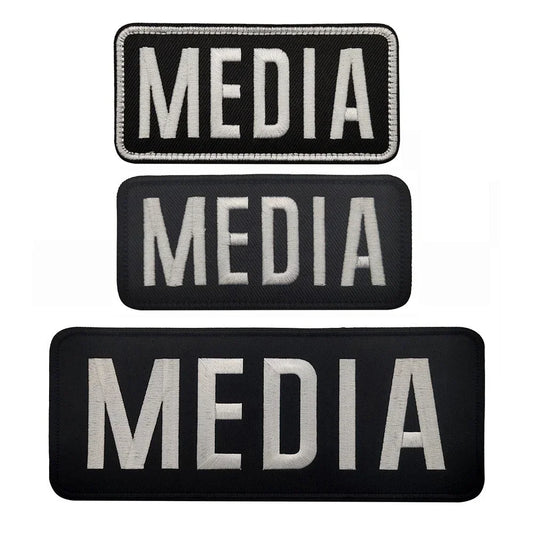 Patch Brodé MEDIA Grande Taille – Gilet Tactique Hook & Loop Insigne Presse