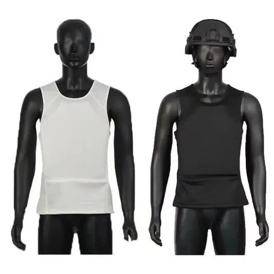 Sous-Vetement Balistique Dissimulable Niveau IIIA – T-Shirt Sans Manches Leger Respirant pour Agents de Securite et Personnel d'Intervention (M a 4XL, Noir / Blanc)