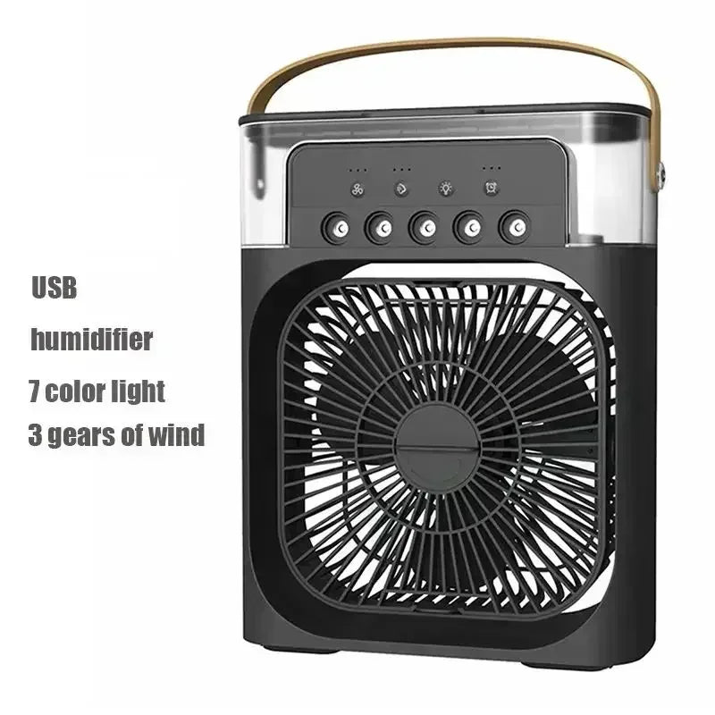 Ventilateur 3-en-1 avec Humidificateur & Veilleuse LED – Portable USB 600ml