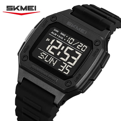 Montre digitale homme sport avec alarme et LED