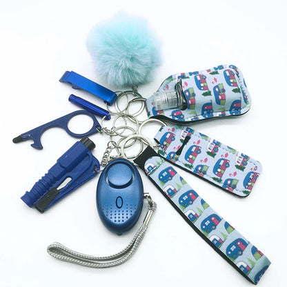 Kit porte-clés de sécurité femme 10 pièces avec dragonne
