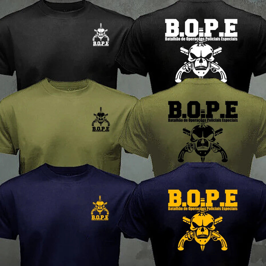 Brazil BOPE Elite Special Force T Shirt Black Beige White Cotton O-Neck Summer Short Sleeve Casual Mens T-shirt Plus Size S-6XL - BLACKBEARD OUTDOOR INDUSTRIES