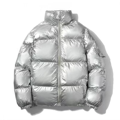 Doudoune brillante unisexe à col montant, du M au 5XL