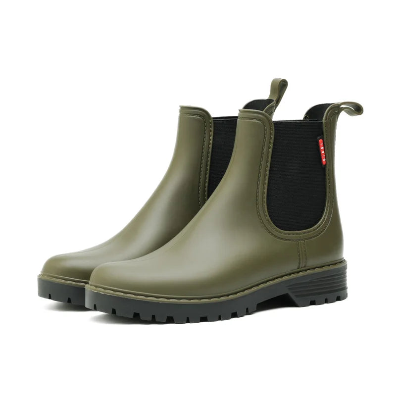 Bottes de Pluie Courtes Femme – Chelsea Imperméables Antidérapantes PVC