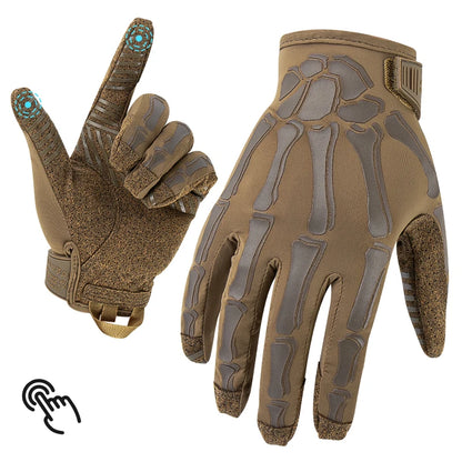 Gants Tactiques Squelette – Doigts Complets, Respirants & Compatibles Tactile – Moto, Airsoft