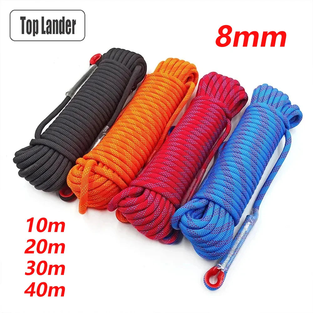 8mm Safety Life Rope Climbing Rope Static Rock Mountaineering Rope Outdoor Survival Fire Escape Car Rescue 10m 20m 30m 40m - BLACKBEARD OUTDOOR INDUSTRIES
