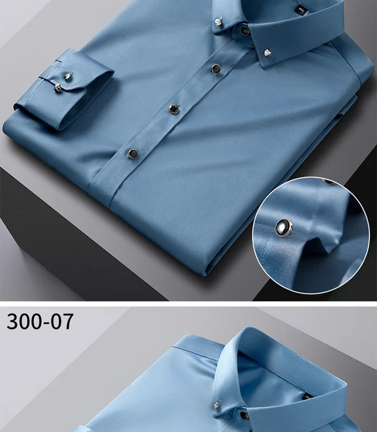 Chemise Homme de Qualité, Manches Longues, Élastique, Confortable et Anti-Retouche – Chemise Business Slim Fit Coréenne BLACKBEARD OUTDOOR INDUSTRIES