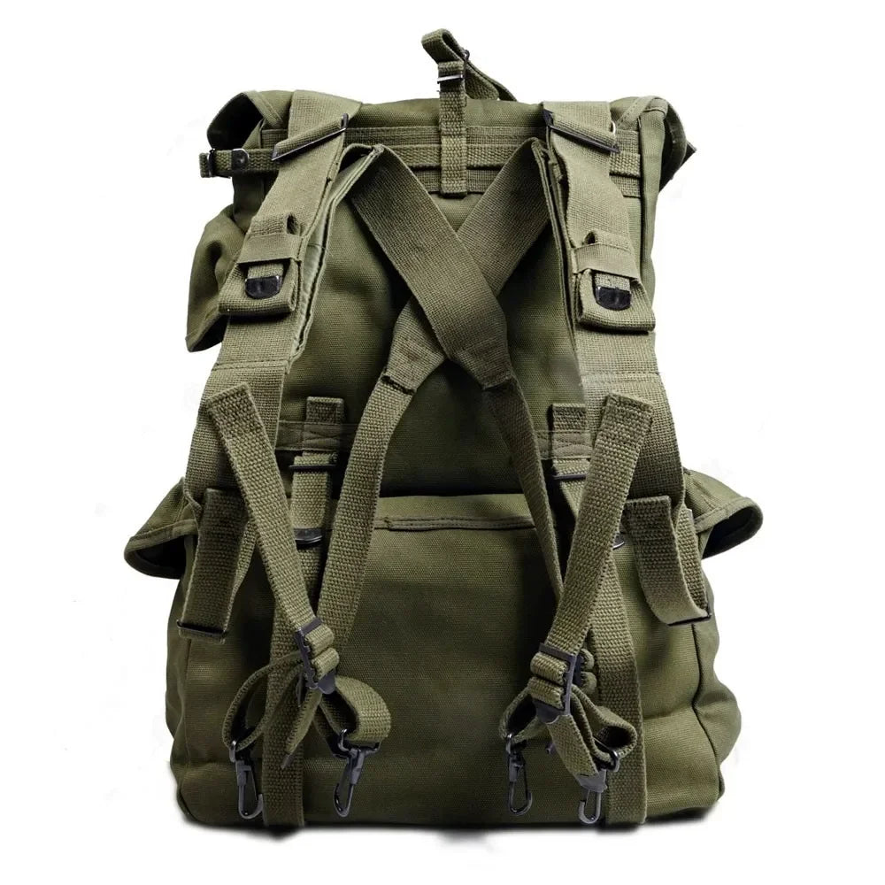 Sac a dos militaire M1945 vintage | Ensemble de sacoches canvas vert armée, grande capacité - BLACKBEARD OUTDOOR INDUSTRIES