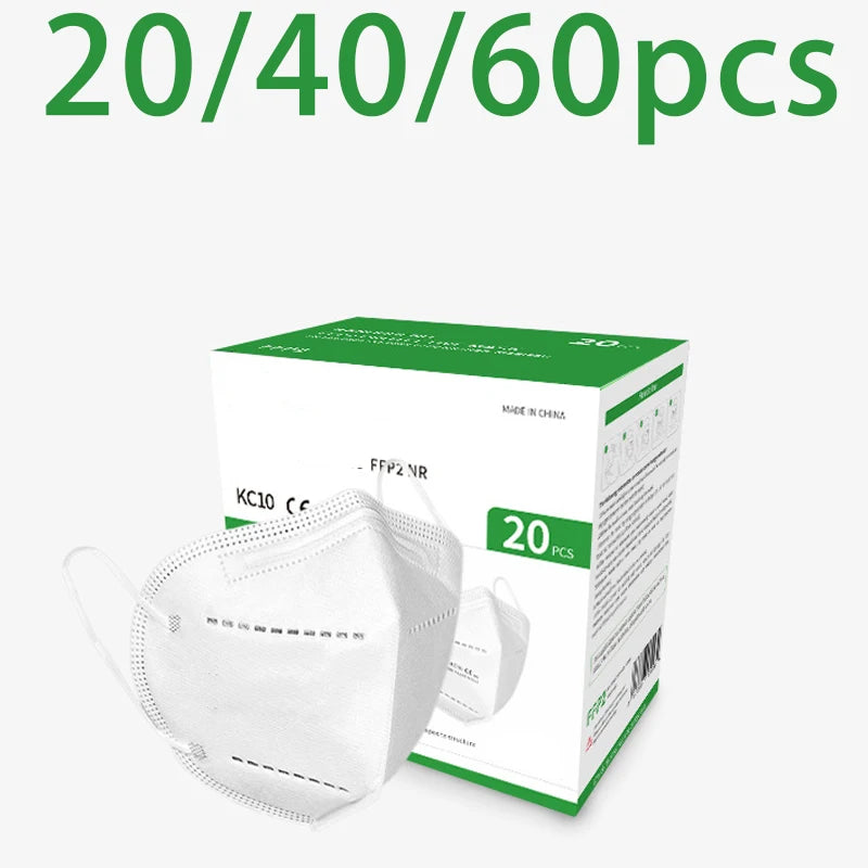 Masques KN95 5 Couches (20/40/60 Pièces) - Protection Efficace Contre la Poussière et les Particules - Élastiques Respirants, Filtration à 95% BLACKBEARD OUTDOOR INDUSTRIES