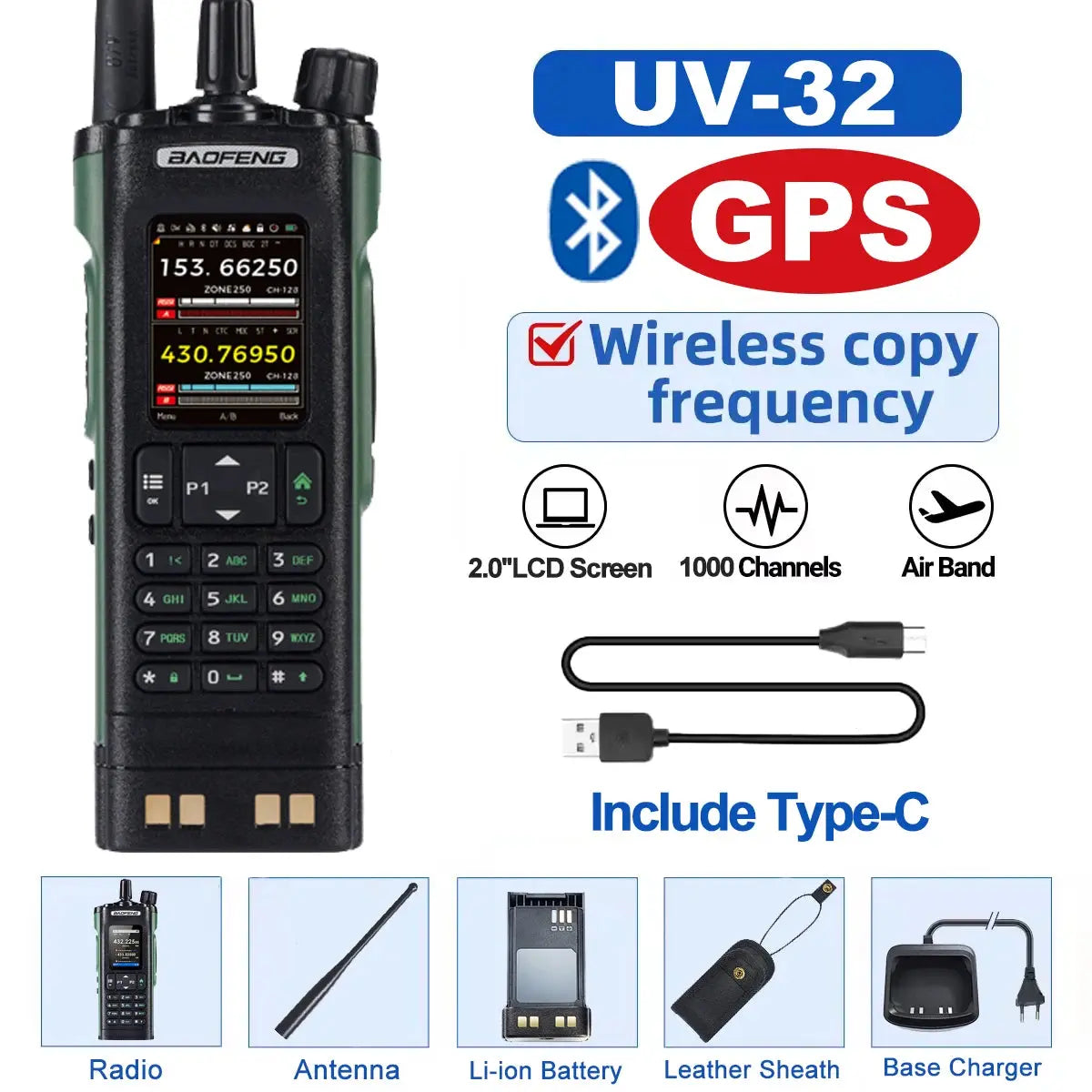 🔊 Talkie-Walkie Baofeng UV-32 – Puissant, Multi-Bande, Programmable via Bluetooth Ma boutique