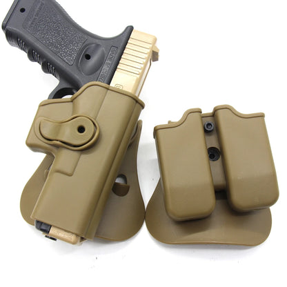 Holster Ceinture IMI Glock 17/19 Gen 1-4 + Porte-Chargeur Double 9mm – Polymère Léger, Droitier | Noir, Tan, Vert - BLACKBEARD OUTDOOR INDUSTRIES