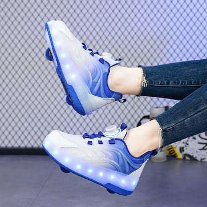 Baskets LED Enfant 2 Roues Lumineuses – Chaussures à Roulettes Recharge USB Unisexe