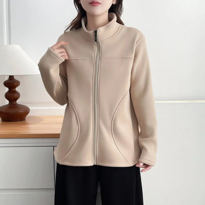 Veste Polaire Femme Grande Taille 1XL-4XL – Zip Intégral, Col Montant, Coupe 3D, Automne Hiver