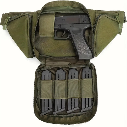 Sacoche banane tactique en nylon résistant – multi‑poches MOLLE avec holster et 4 porte‑chargeurs, idéale pour la randonnée, le vélo et le voyage (Kaki/Noir/Vert) - BLACKBEARD OUTDOOR INDUSTRIES