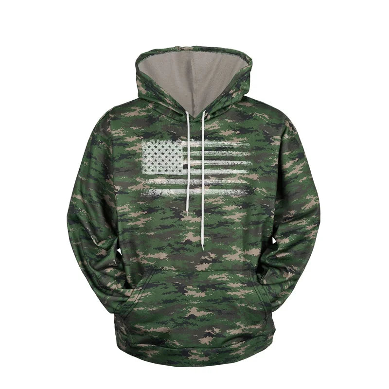 Hoodie Camouflage 3D Drapeau Américain — Sweat à Capuche Patriotique USA Imprimé Homme Femme Enfant - BLACKBEARD OUTDOOR INDUSTRIES