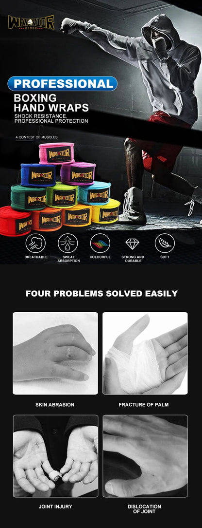 Bandages de Boxe Élastiques 2pcs – Bandages Muay Thai en Polyester & Coton, 3m/5m, Protection des Mains MMA - BLACKBEARD OUTDOOR INDUSTRIES