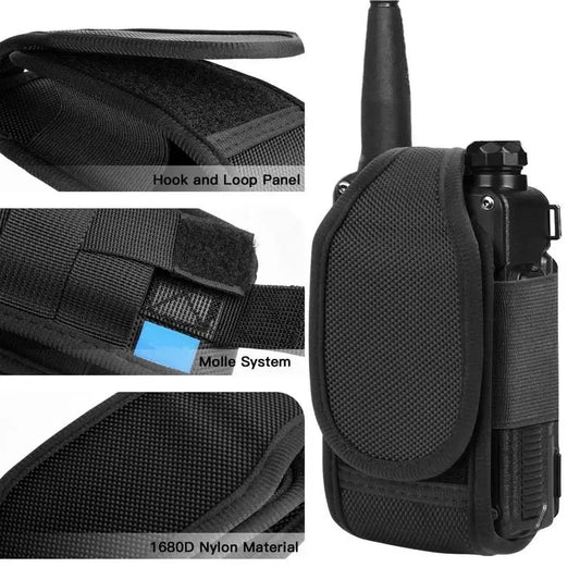 Holster Nylon MOLLE Compact Talkie-Walkie – Pochette Radio Étanche Ceinture, Gilet, Sac à Dos