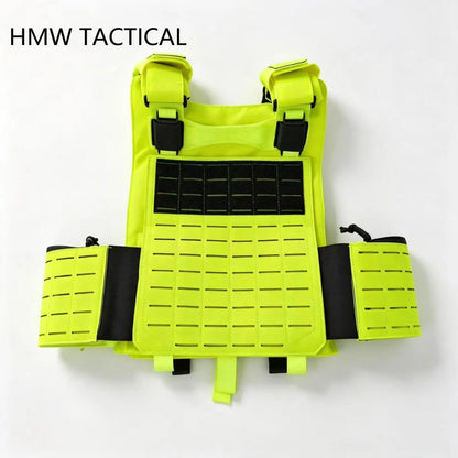 Porte-plaque tactique jaune fluo MOLLE pour sécurité privée, léger, dégagement rapide