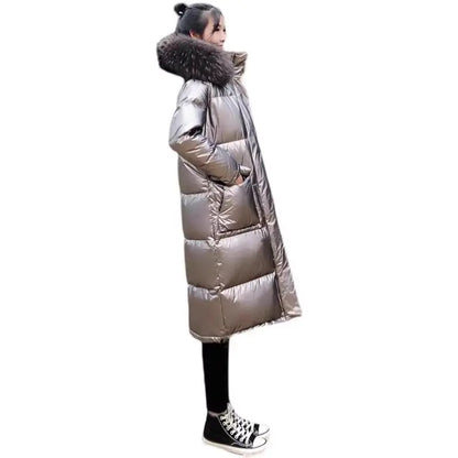 Doudoune femme en duvet à capuche, coupe ample